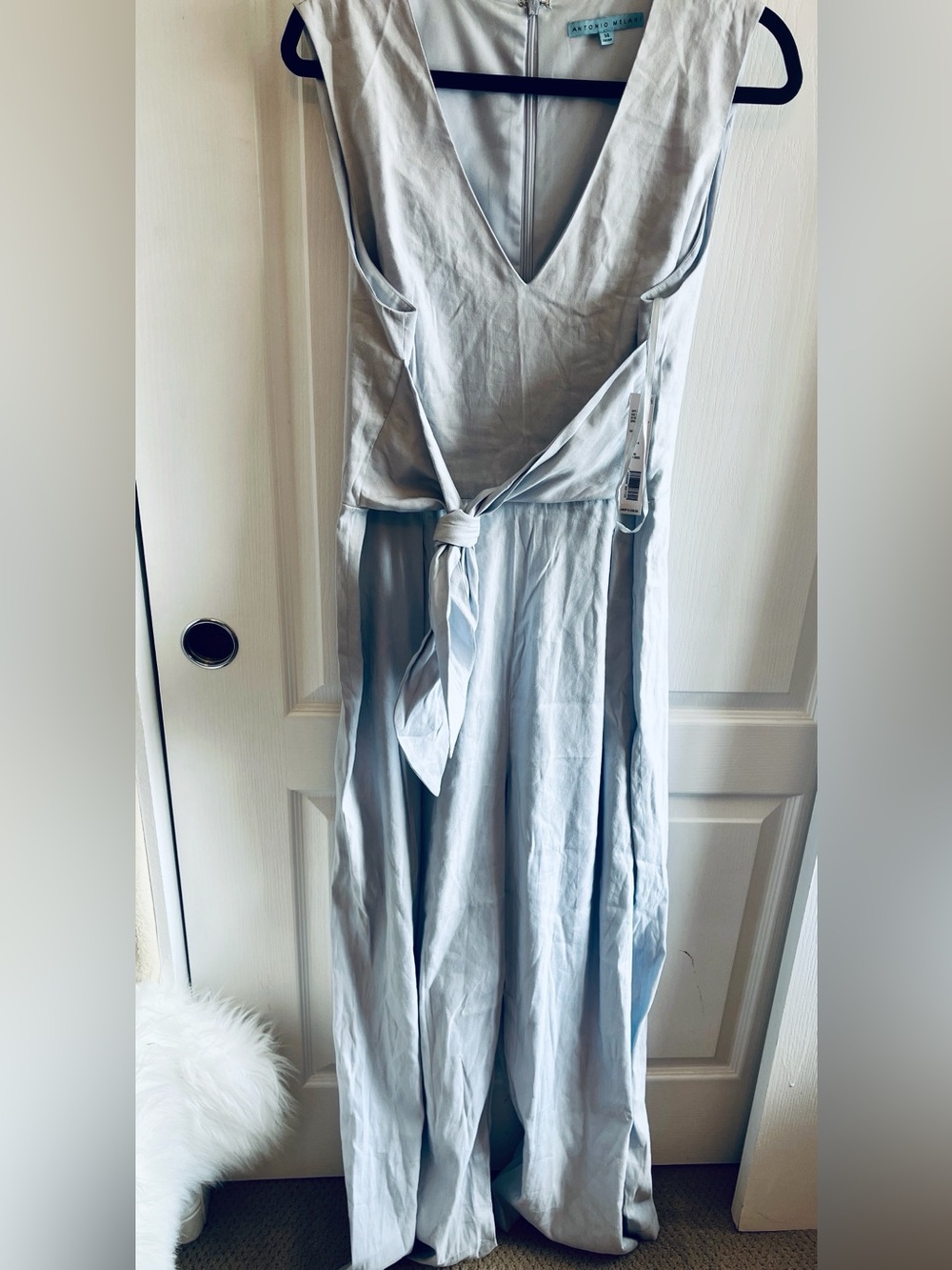 NWT Antonio Melani Quinn Jumpsuit Light Blue Tied Front Sleeveless Size 14 $209 - Picture 11 of 11